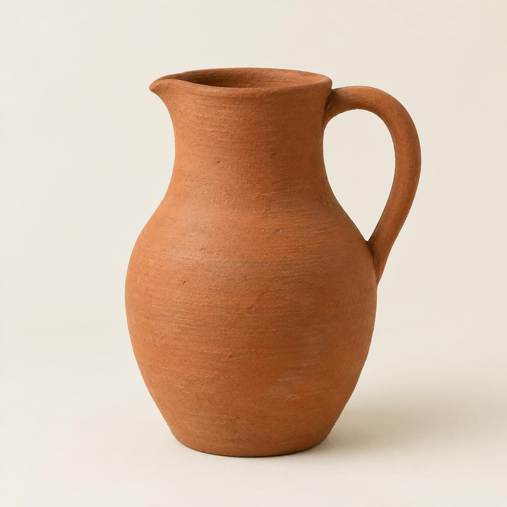 Handmade Terracotta Pitcher Vase, Raw Clay, 22 cm – view 1