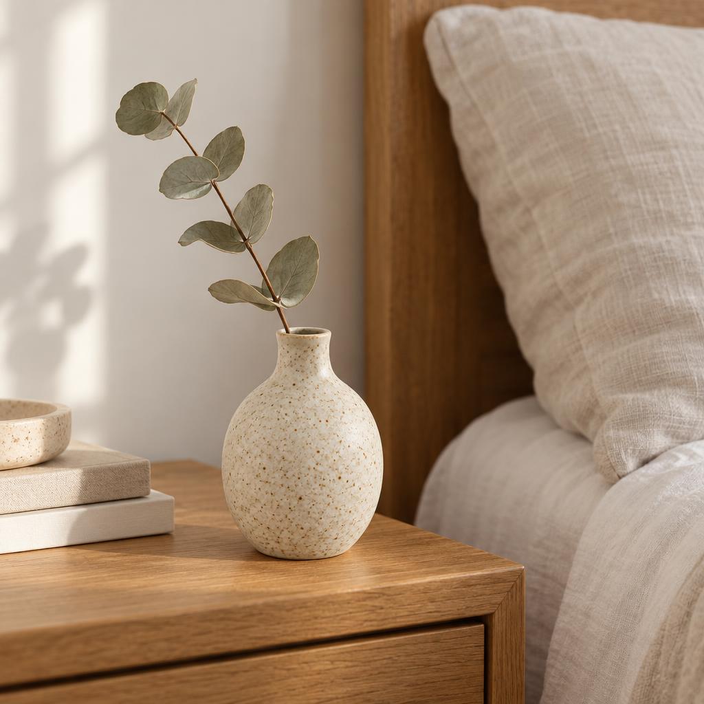 Speckled Stoneware Bud Vase, Matte Oatmeal, 18 cm – view 4