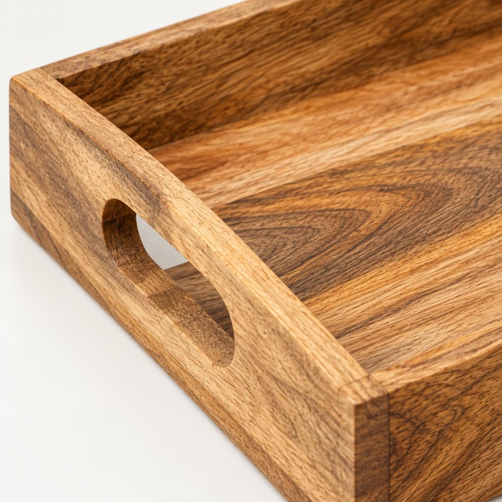 Mango Wood Serving Tray with Cut-Out Handles, 40 cm – view 3