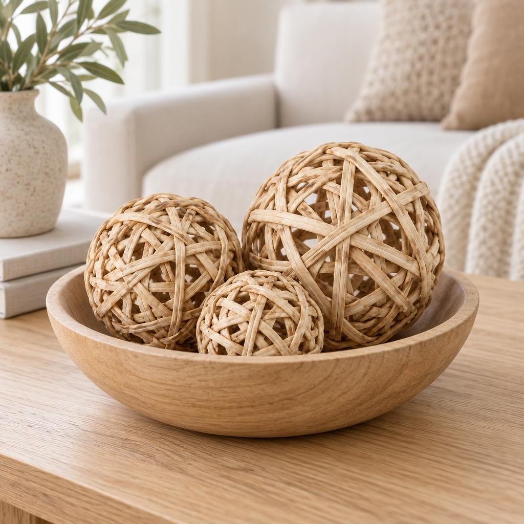 Woven Wicker Decorative Balls, Set of 3 – view 4