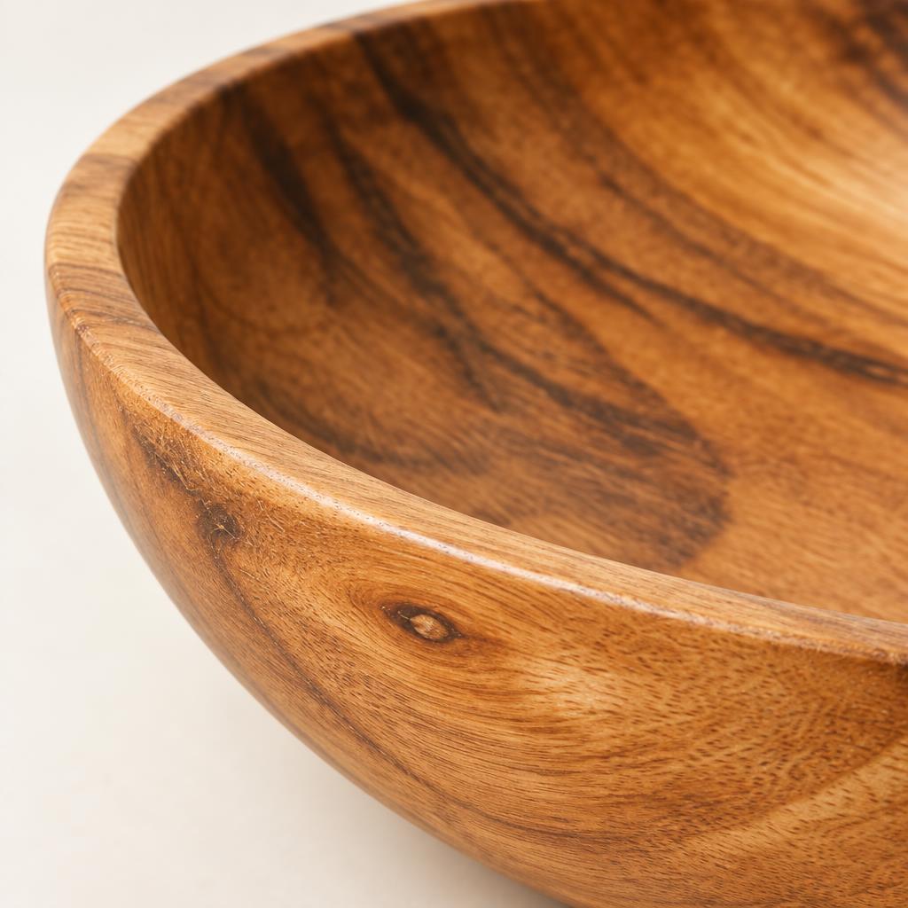 Carved Acacia Wood Decorative Bowl, 25 cm – view 3