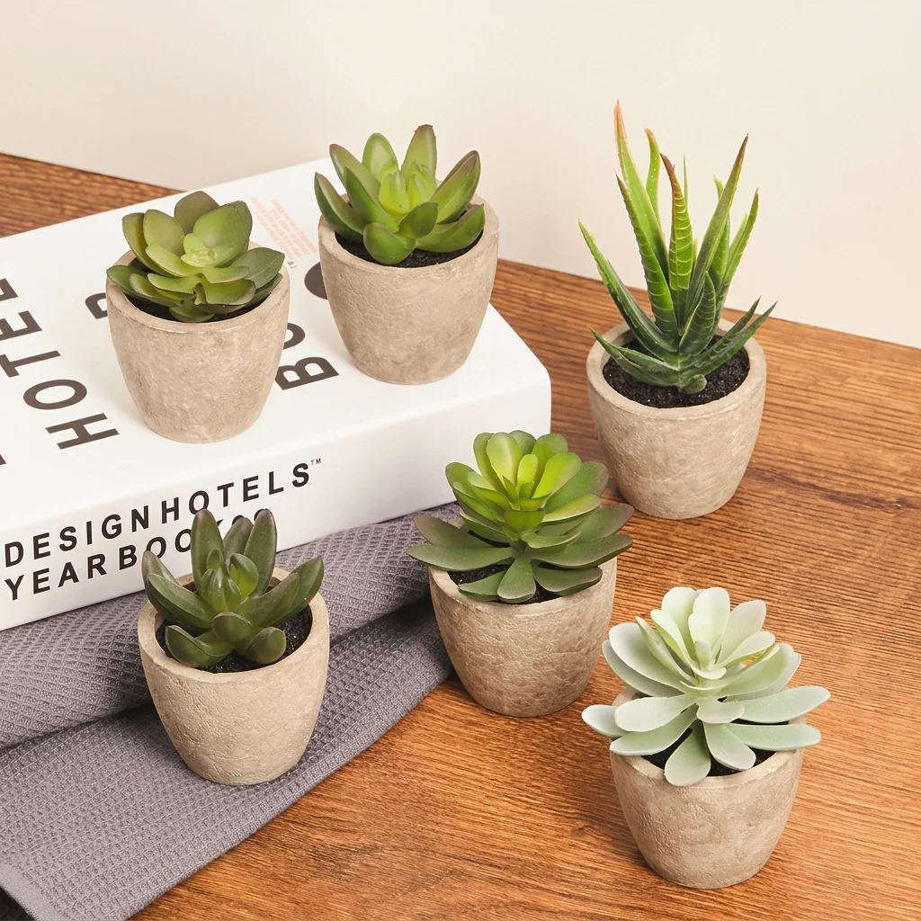 PRIMAISON Artificial Succulent Plants Set of 6 | Faux Potted Plants – view 2
