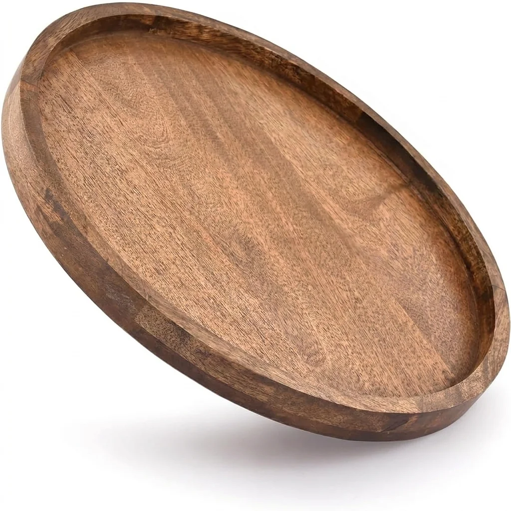 EDHAS Round Wooden Decorative Tray | 12 Inch Mango Wood Tray – view 2